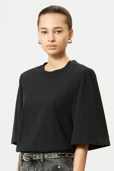 T-shirt à épaulettes en coton ben - Noir - Woman - 5