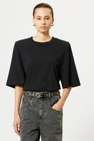 T-shirt à épaulettes en coton ben - Noir - Woman - 7