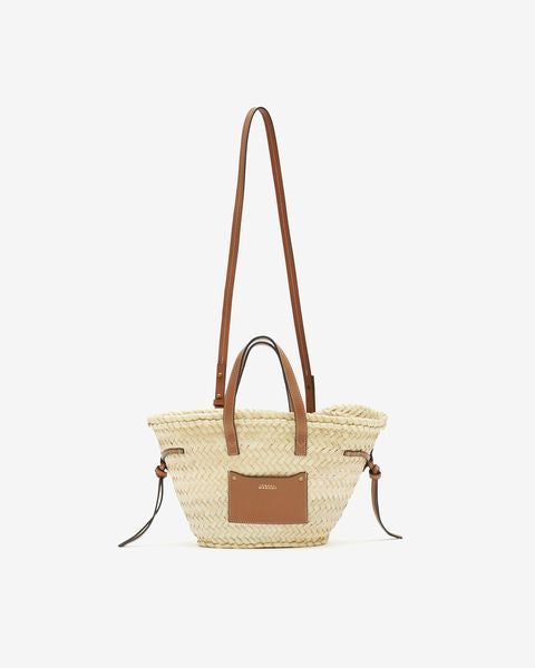 Cadix mini borsa a secchiello in rafia e pelle Woman Natural and cognac 2