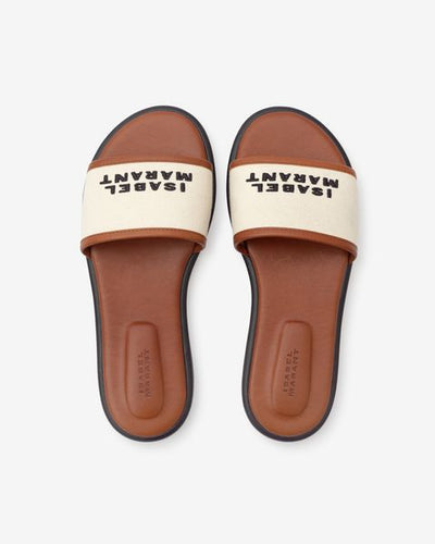 Vikee sandali in pelle con logo - Ecru-cognac - Woman - 4