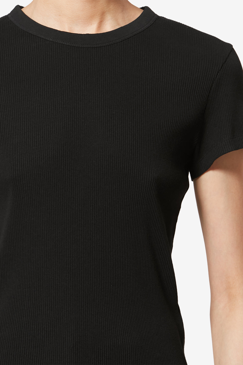 T-shirt a maniche corte in cotone a coste taomi - Nero - Woman - 3