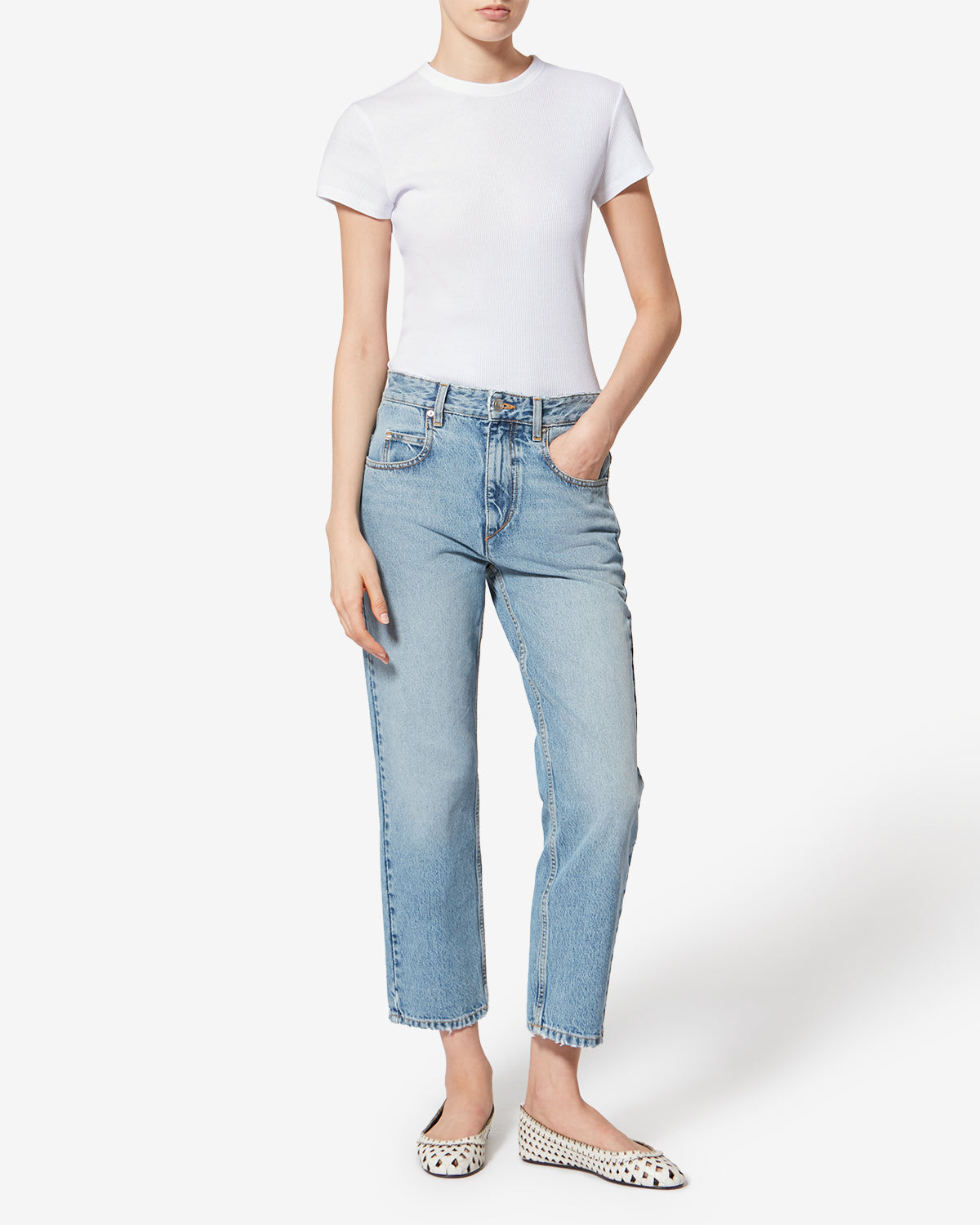 Taomi ribbed short-sleeve cotton t-shirt - White - Woman - 1