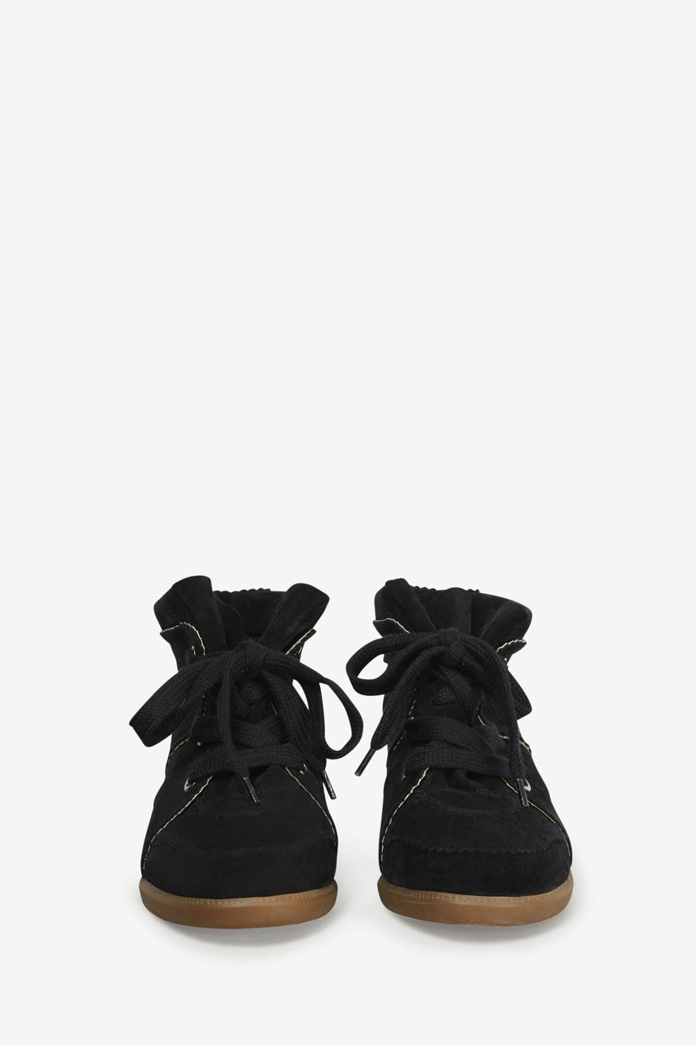 Baskets compensées bobby en cuir de veau velours - Noir - Woman - 4
