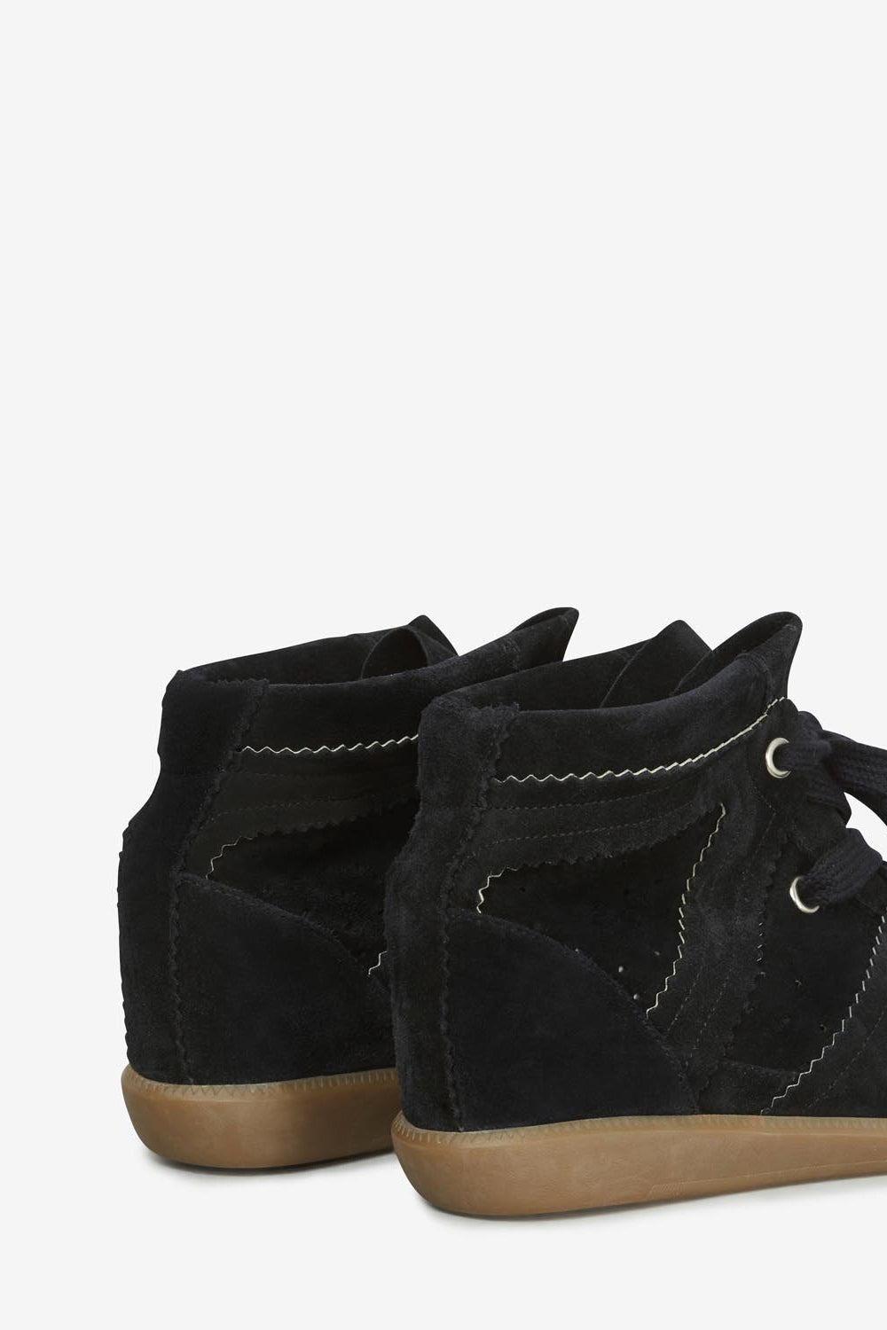 Baskets compensées bobby en cuir de veau velours - Noir - Woman - 2