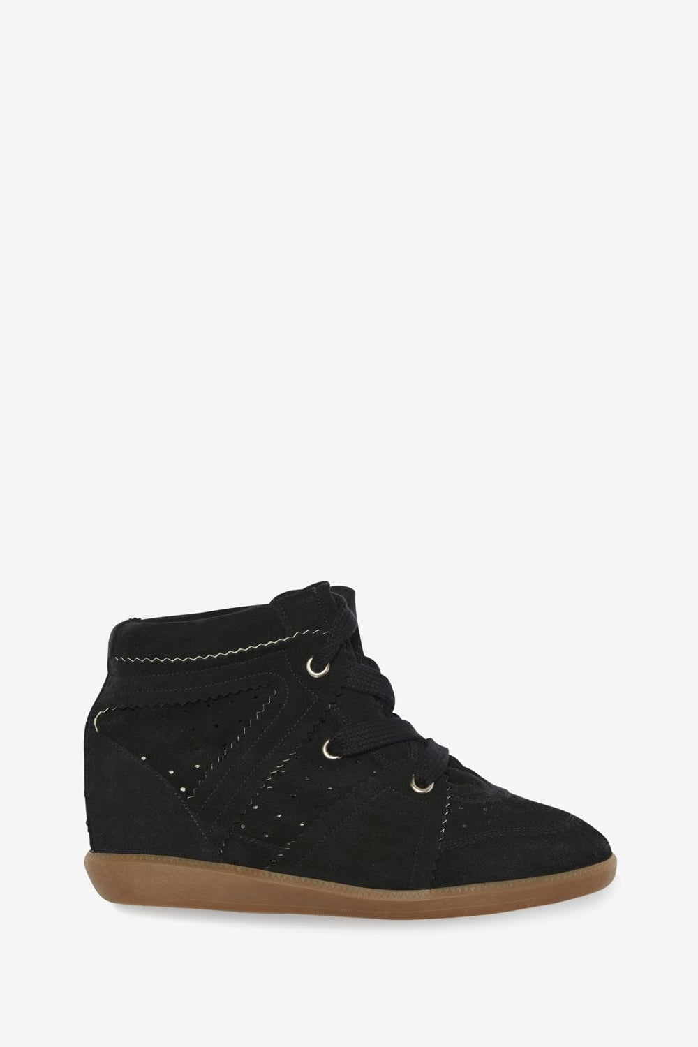 Baskets compensées bobby en cuir de veau velours - Noir - Woman - 1