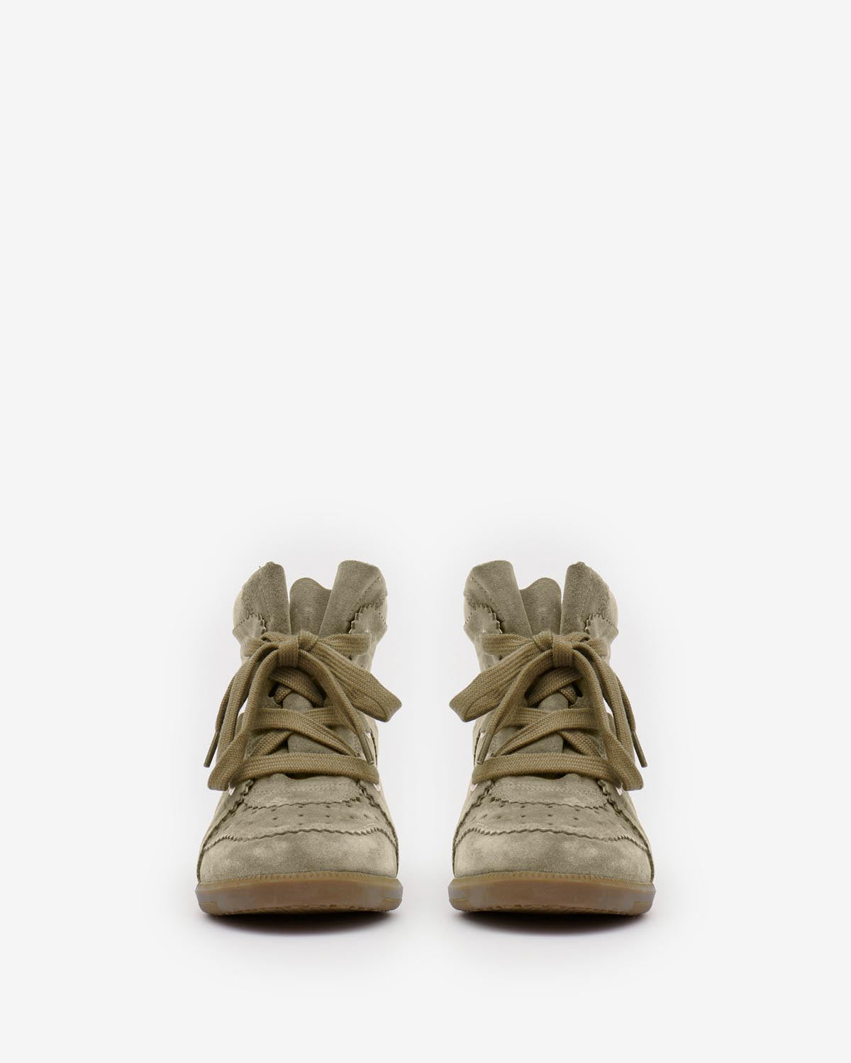 보비 스웨이드 송아지 가죽 웨지 스니커즈 - Taupe - Woman - 4