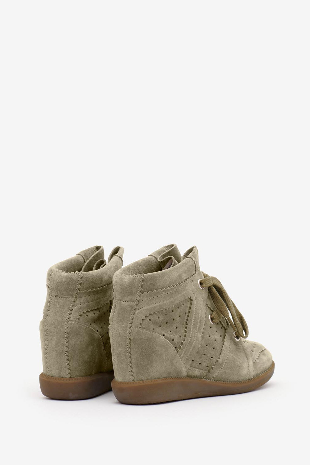 Bobby suede calfskin leather wedge sneakers - Taupe - Woman - 2