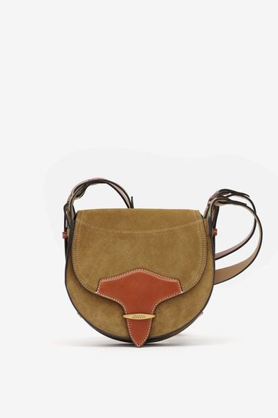 Botsy day shoulder bag in suede leather - Khaki - Woman - 2