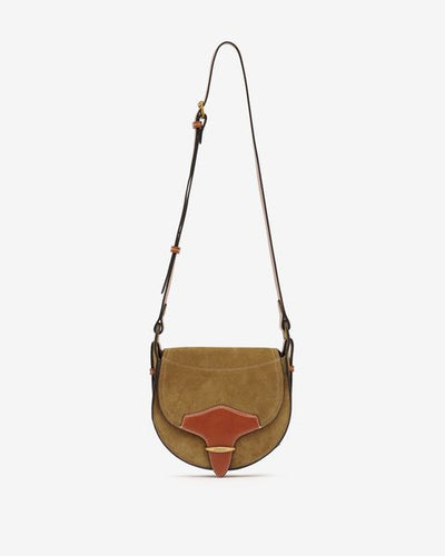 Botsy day shoulder bag in suede leather - Khaki - Woman - 11