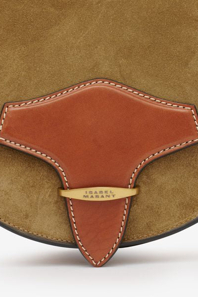 Botsy day shoulder bag in suede leather - Khaki - Woman - 7