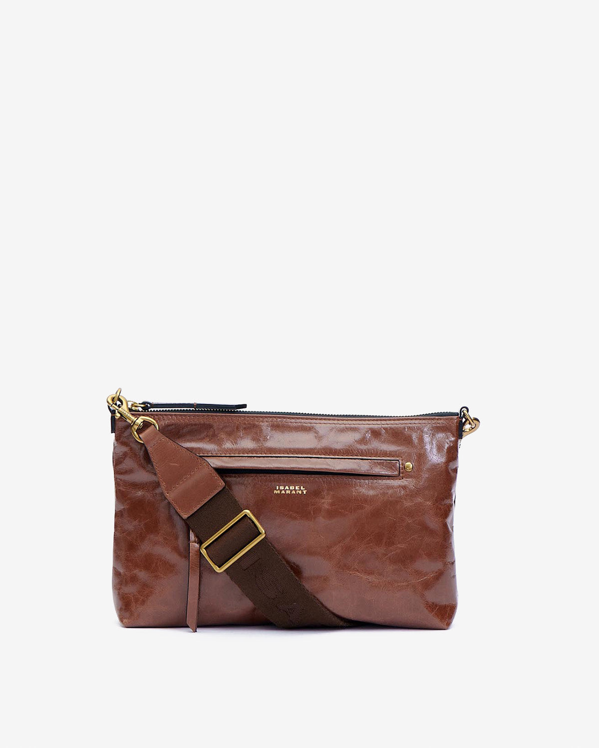 Borsa a tracolla nessah in pelle lucida - Chocolate - Woman - 1