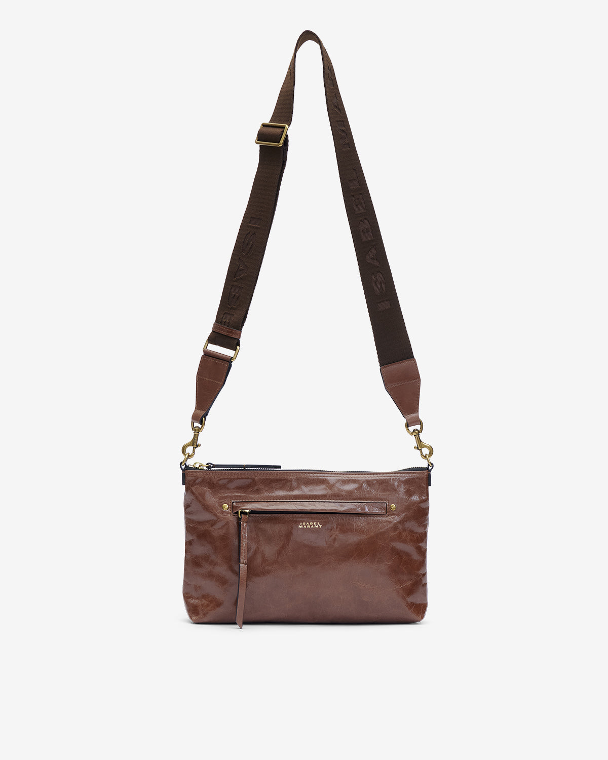 Borsa a tracolla nessah in pelle lucida - Chocolate - Woman - 4