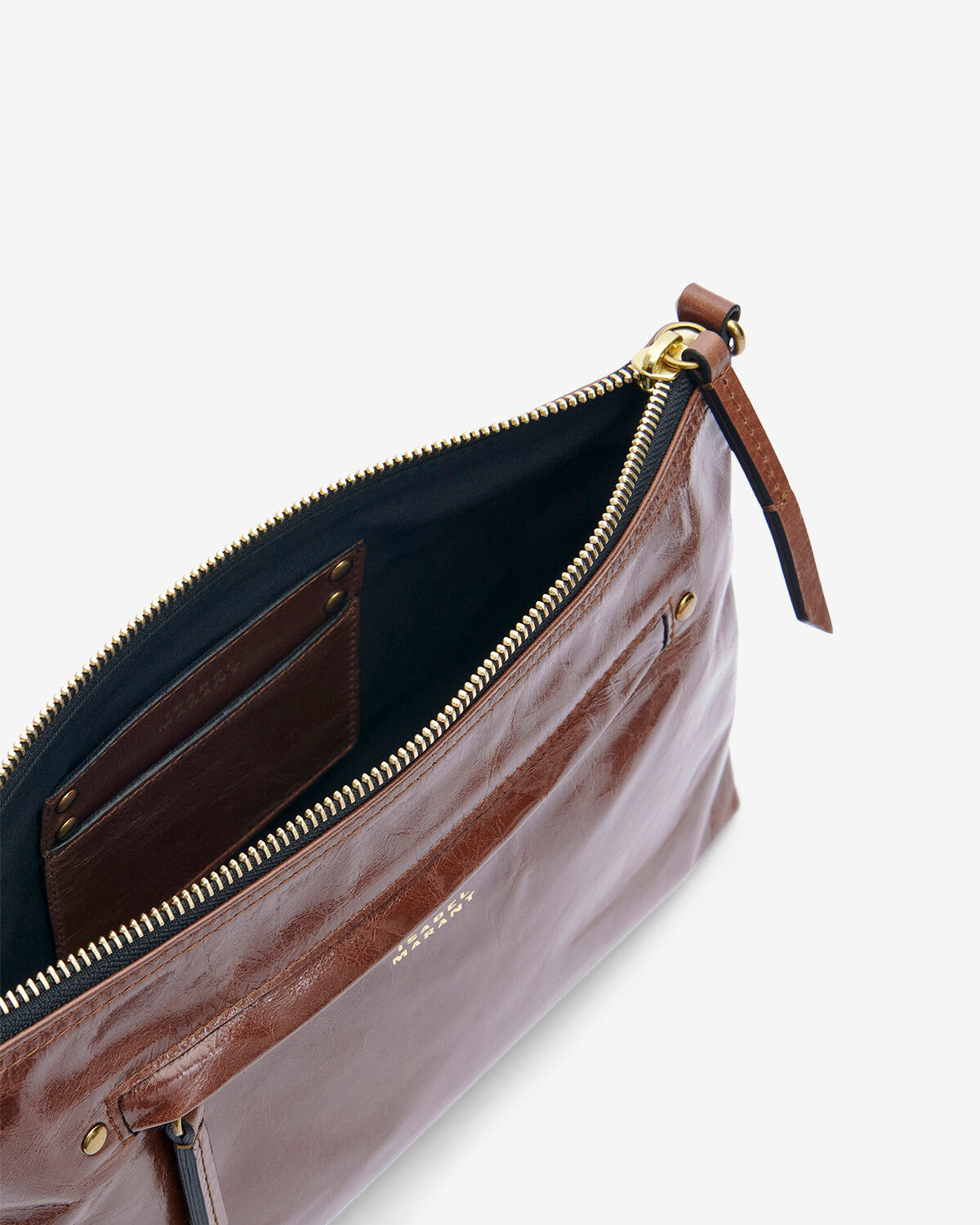 Borsa a tracolla nessah in pelle lucida - Chocolate - Woman - 2