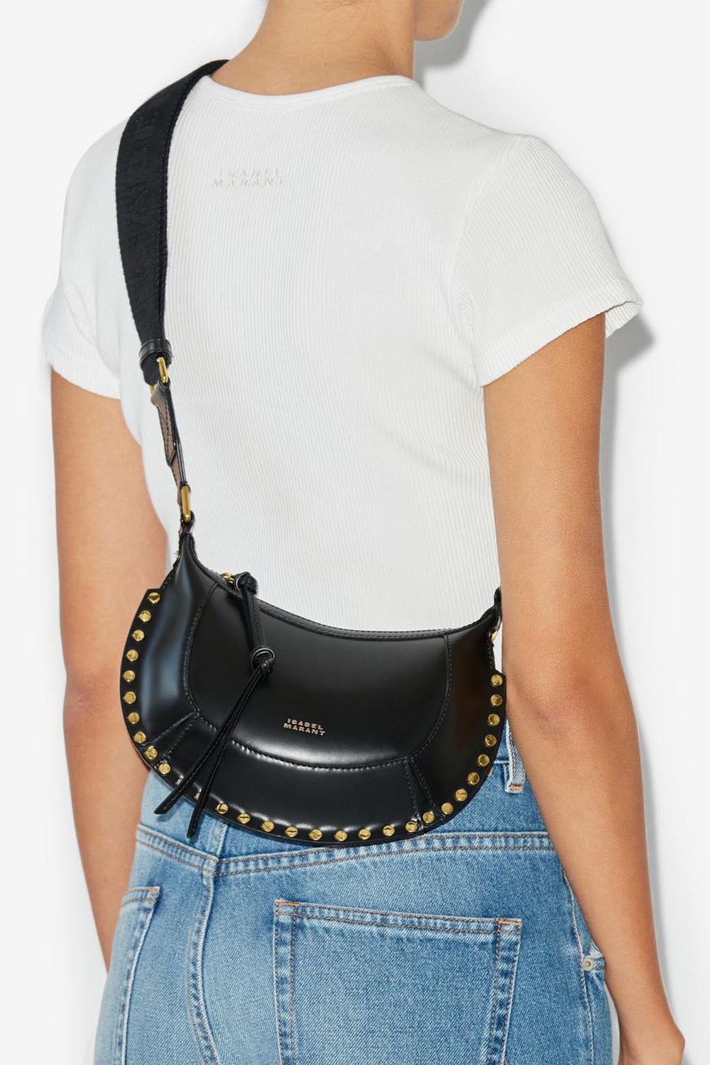 Mini moon soft leather baguette shoulder bag - Black - Woman - 3