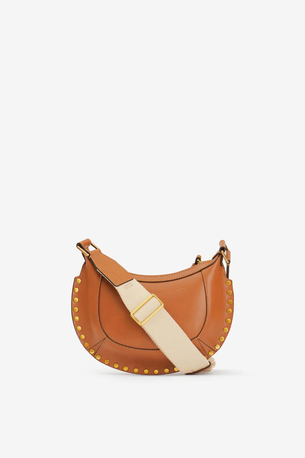 Borsa a spalla con borchie in pelle mini moon - Cognac - Woman - 4