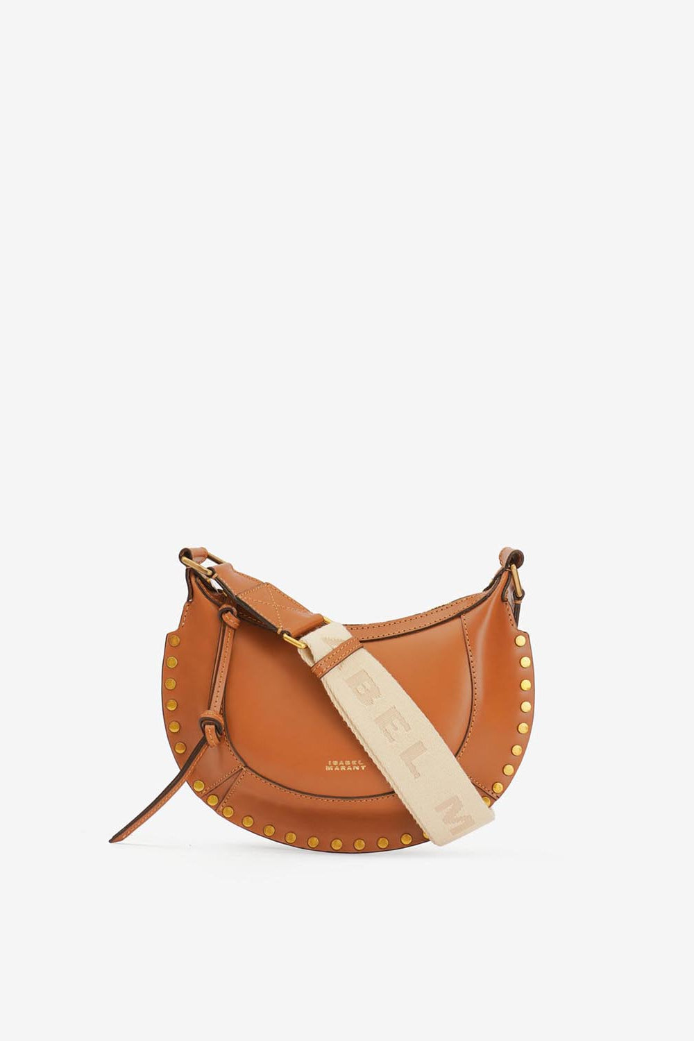 Borsa a spalla con borchie in pelle mini moon - Cognac - Woman - 2