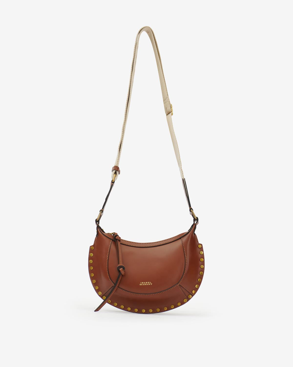 Sac baguette à bandoulière en cuir mini moon - Cognac - Woman - 8