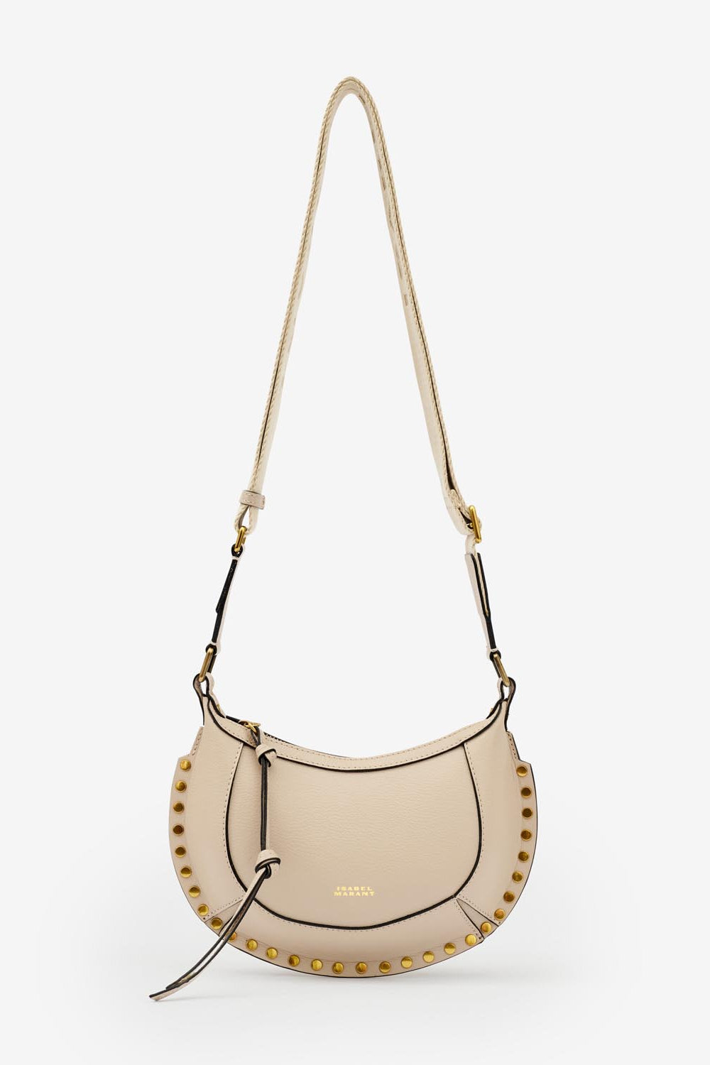 Mini moon leather shoulder baguette bag - Light beige - Woman - 7