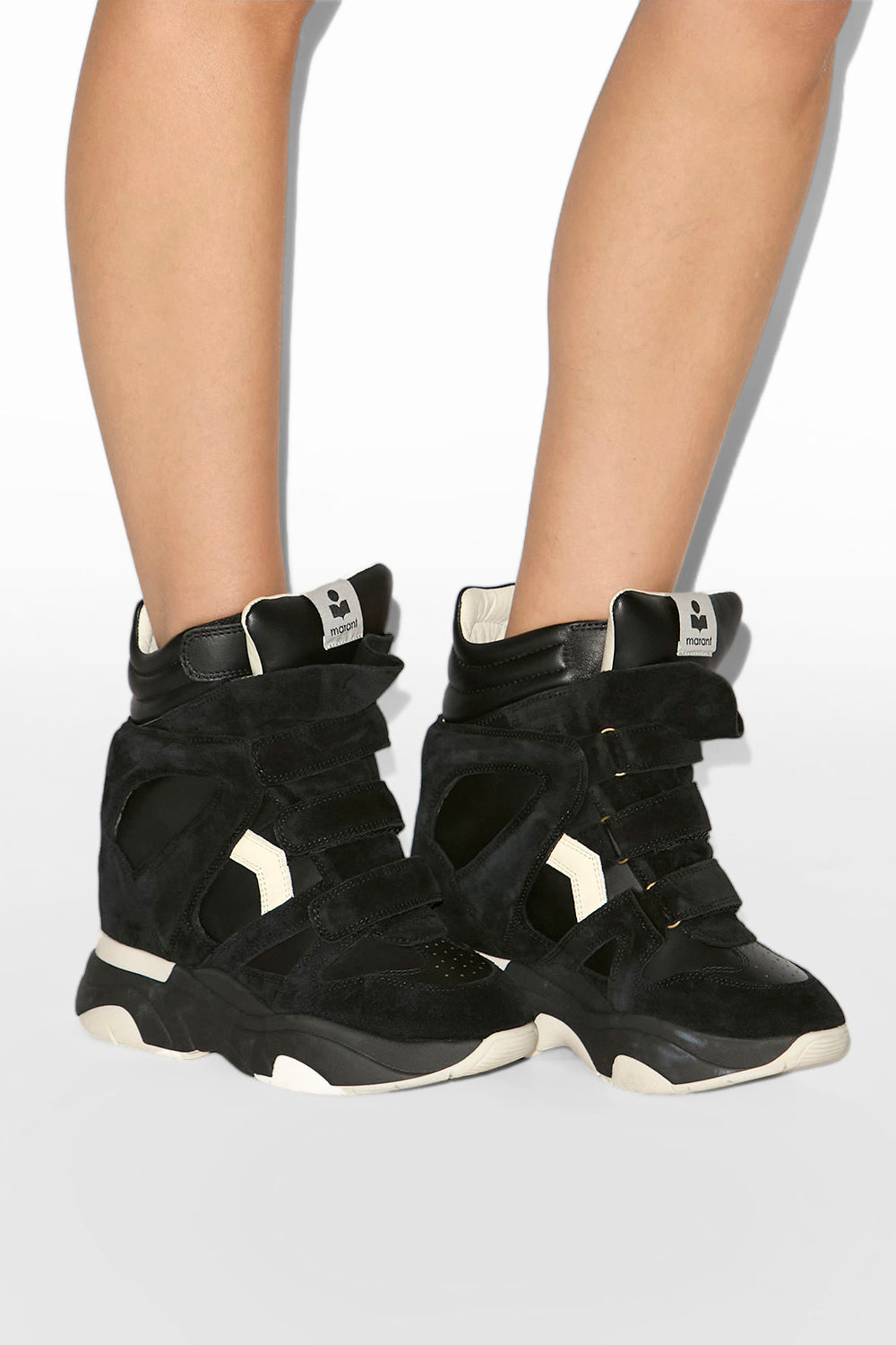 Sneakers balskee alte con zeppa in pelle - Nero - Woman - 5