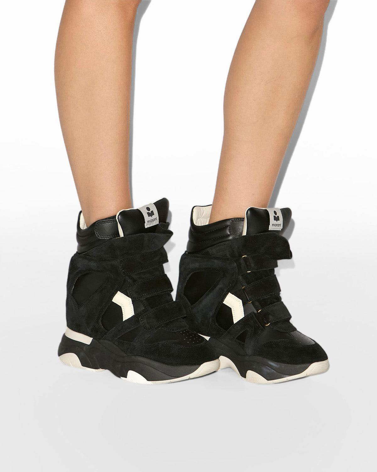 Sneakers balskee alte con zeppa in pelle - Nero - Woman - 5