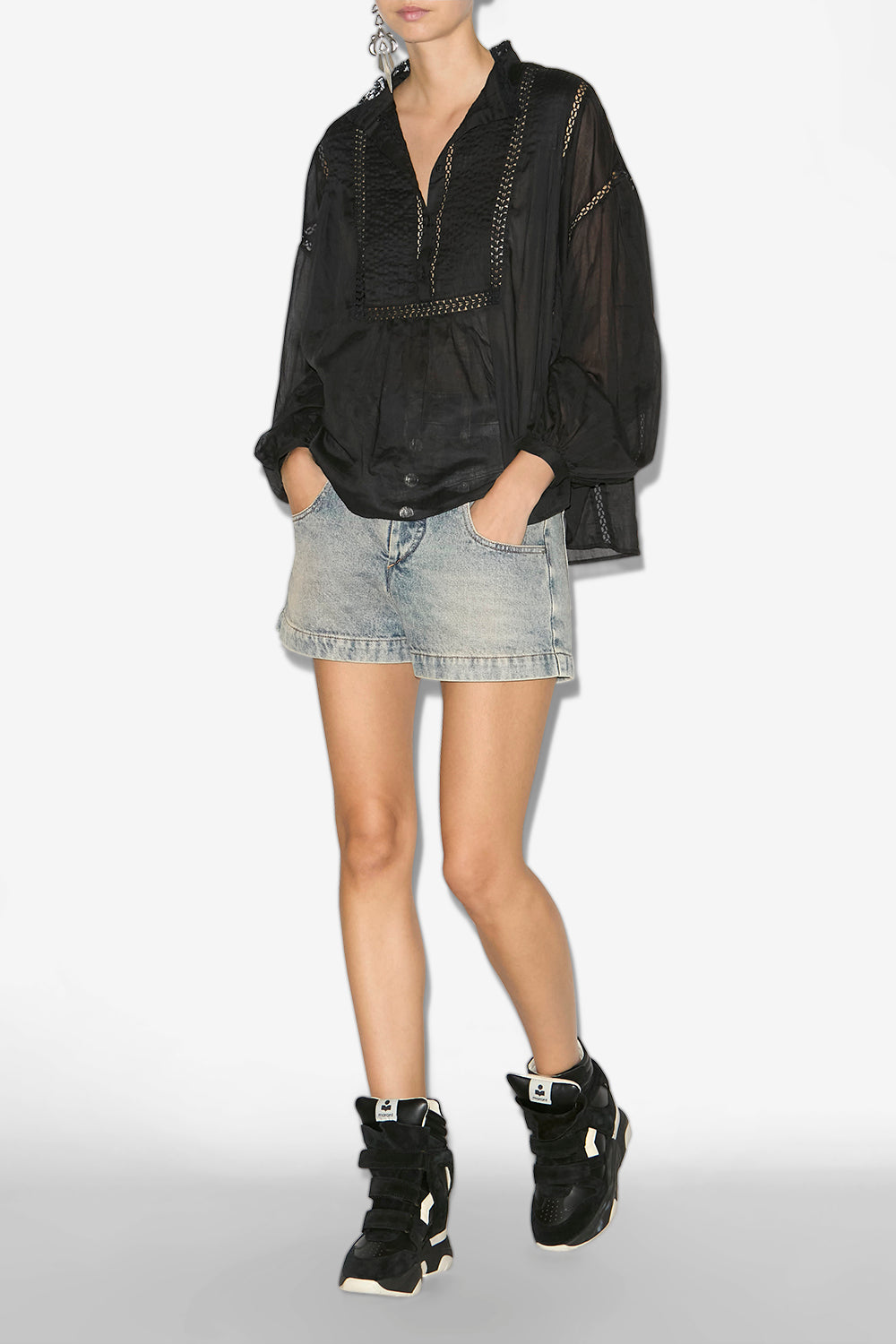 Sneakers balskee alte con zeppa in pelle - Nero - Woman - 6