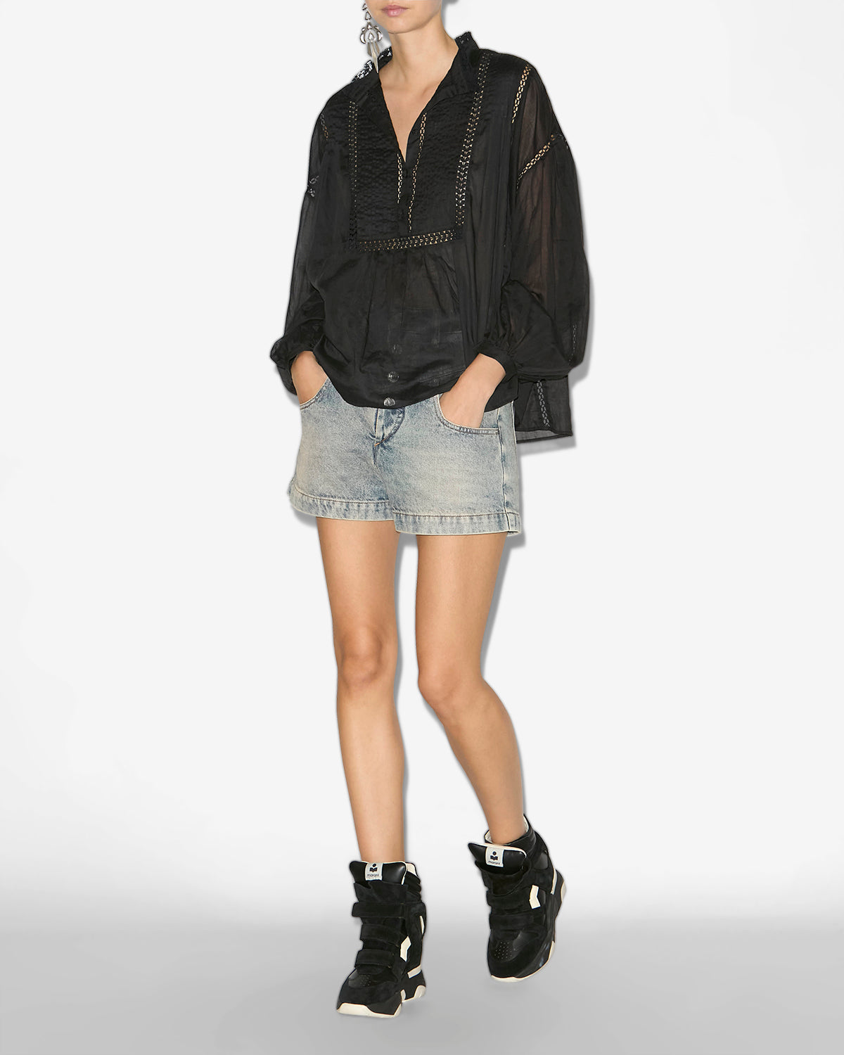 Sneakers balskee alte con zeppa in pelle - Nero - Woman - 6