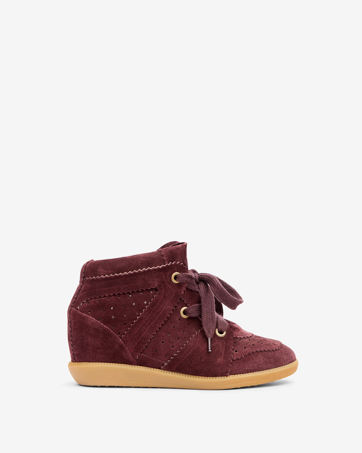 Bobby suede calfskin leather wedge sneakers - Plum - Woman - 1