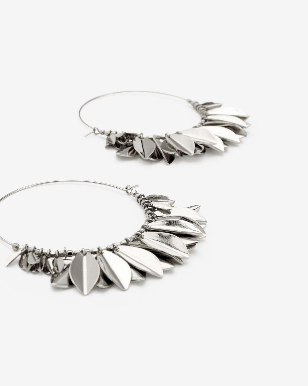 Metal shiny leaf earrings Woman Silver 1