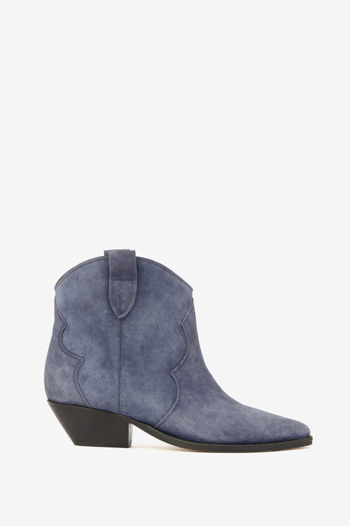 Boots santiag dewina en cuir de veau velours - Ombre blue - Woman