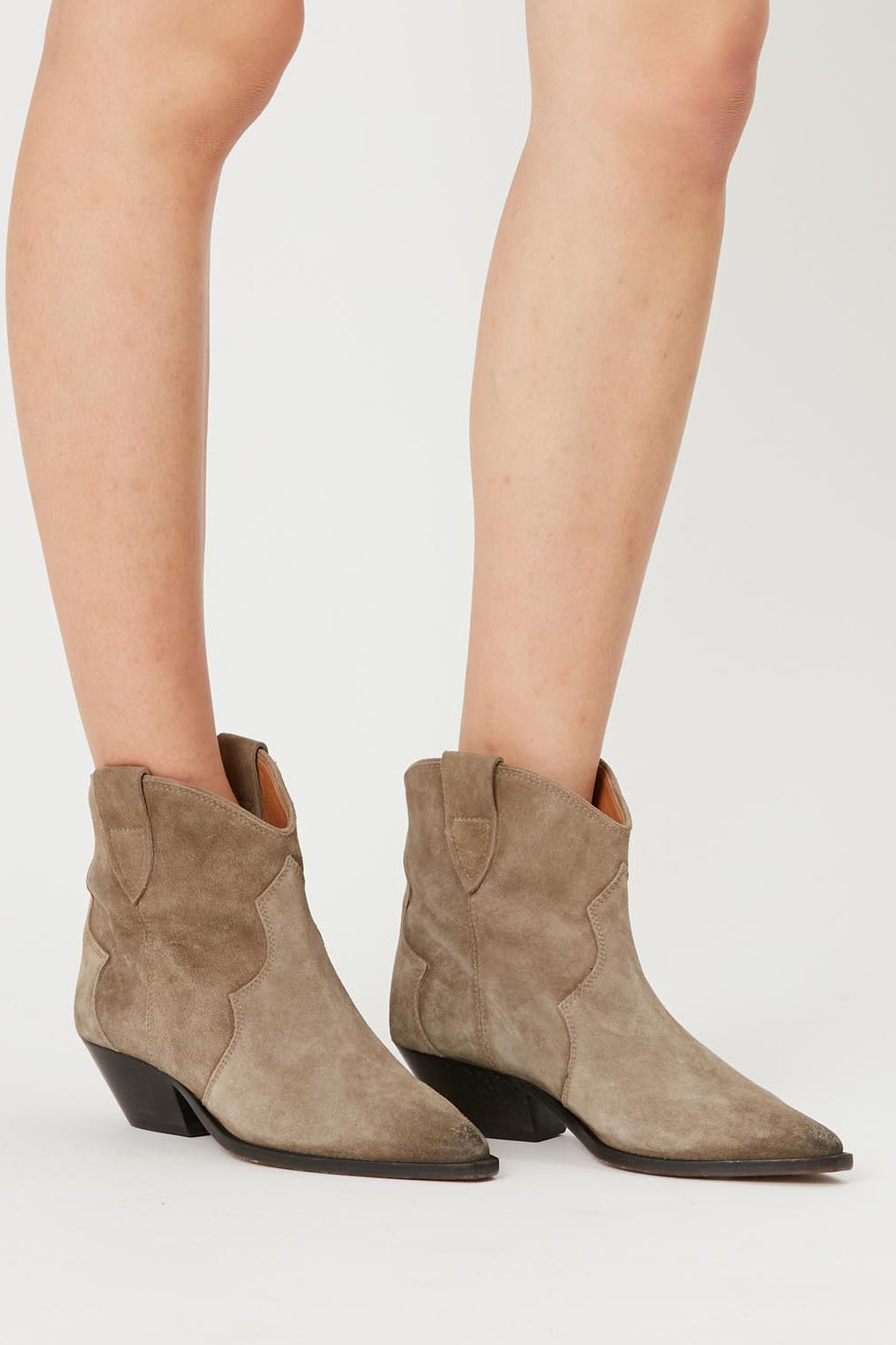 Stivali dewina da cowboy in pelle di vitello scamosciata - Taupe - Woman - 5