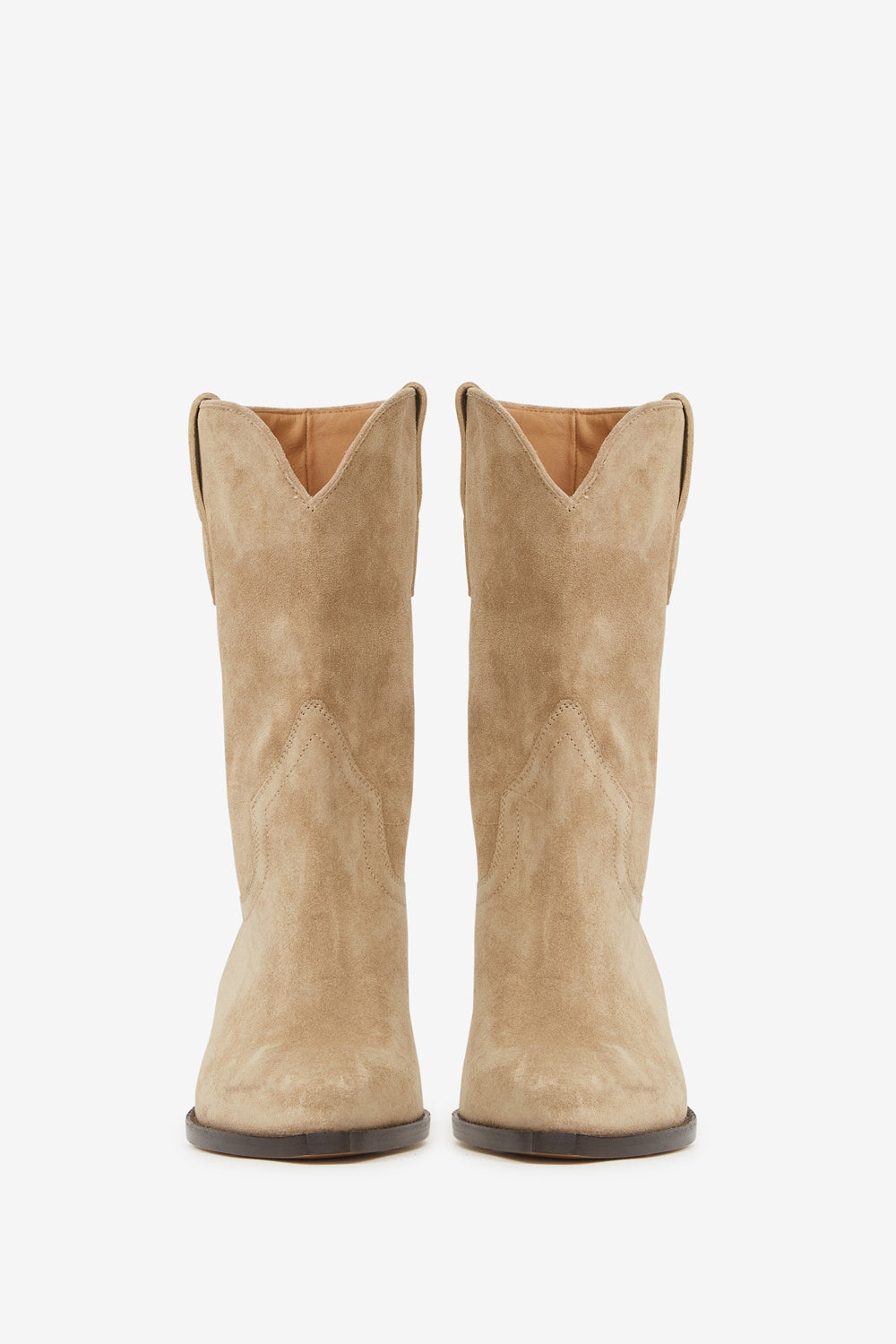 Stivali dahope texani in pelle di vitello scamosciata - Light beige - Woman - 4