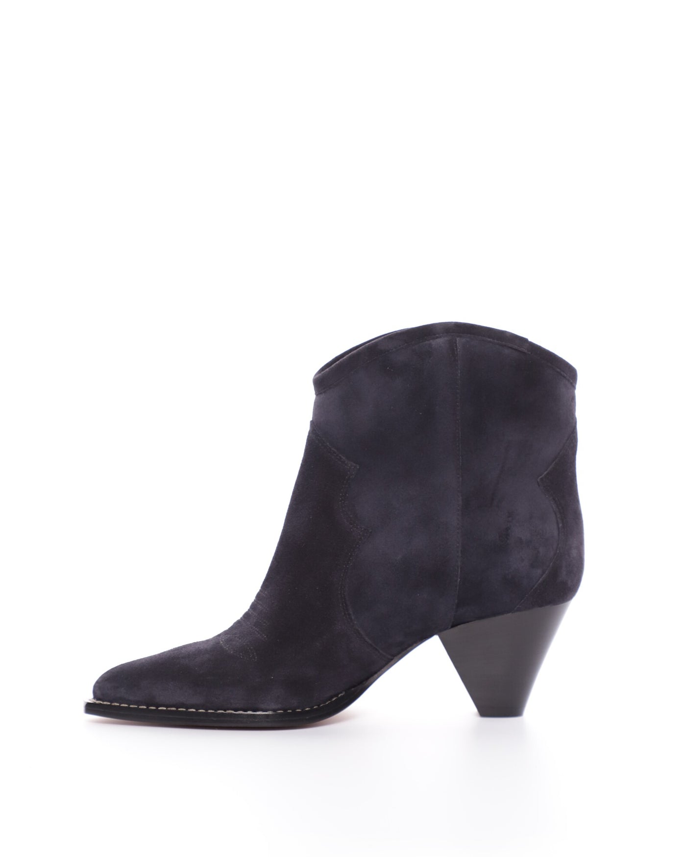 Stivali darizo texani con tacco in pelle di vitello scamosciata - Nero lavato - Woman - 9