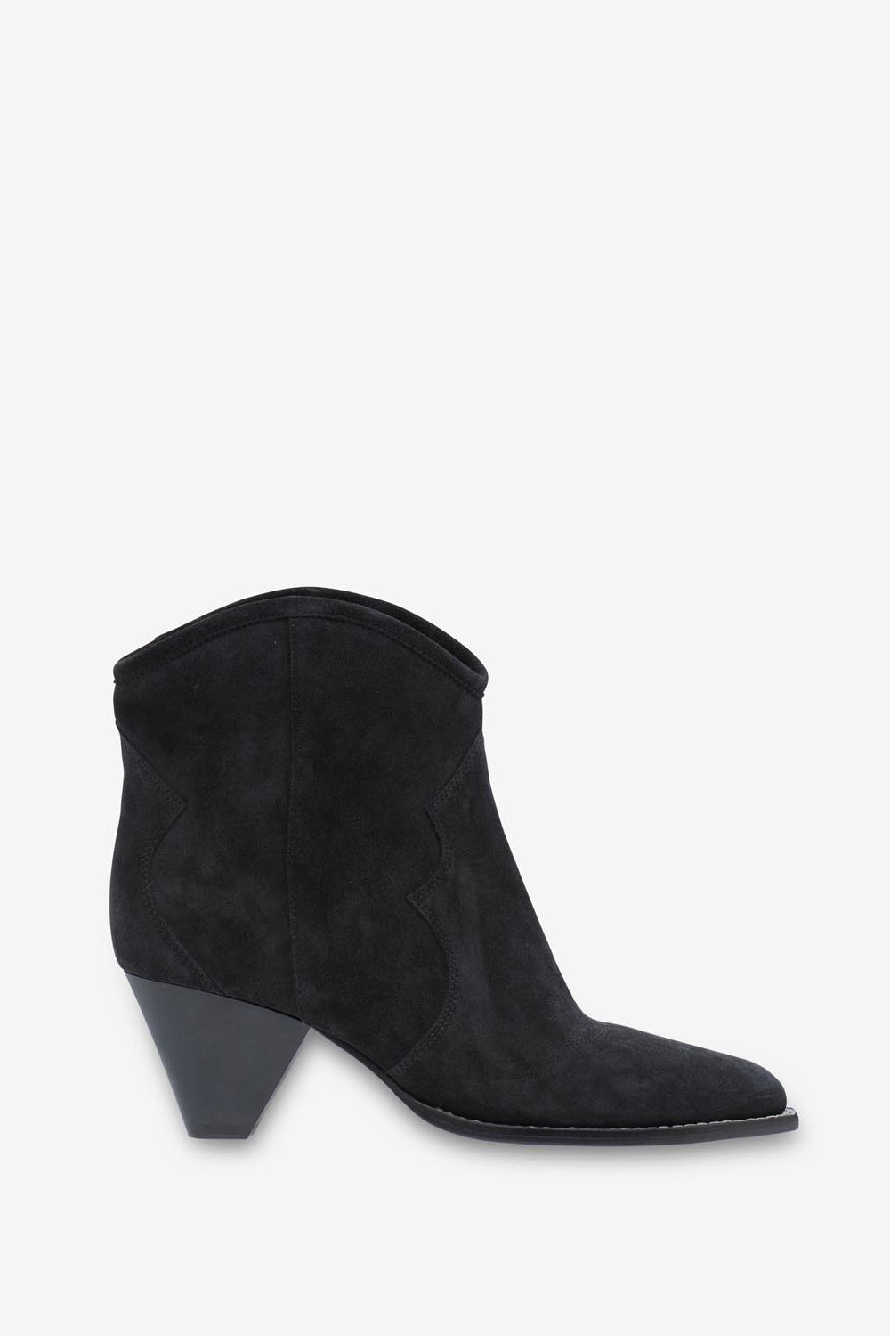 Stivali darizo texani con tacco in pelle di vitello scamosciata - Nero lavato - Woman - 1