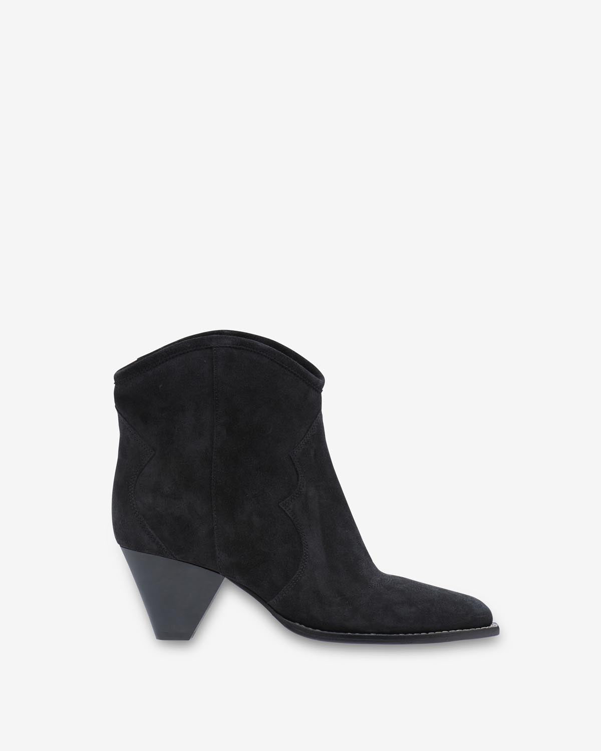 Stivali darizo texani con tacco in pelle di vitello scamosciata - Nero lavato - Woman - 1