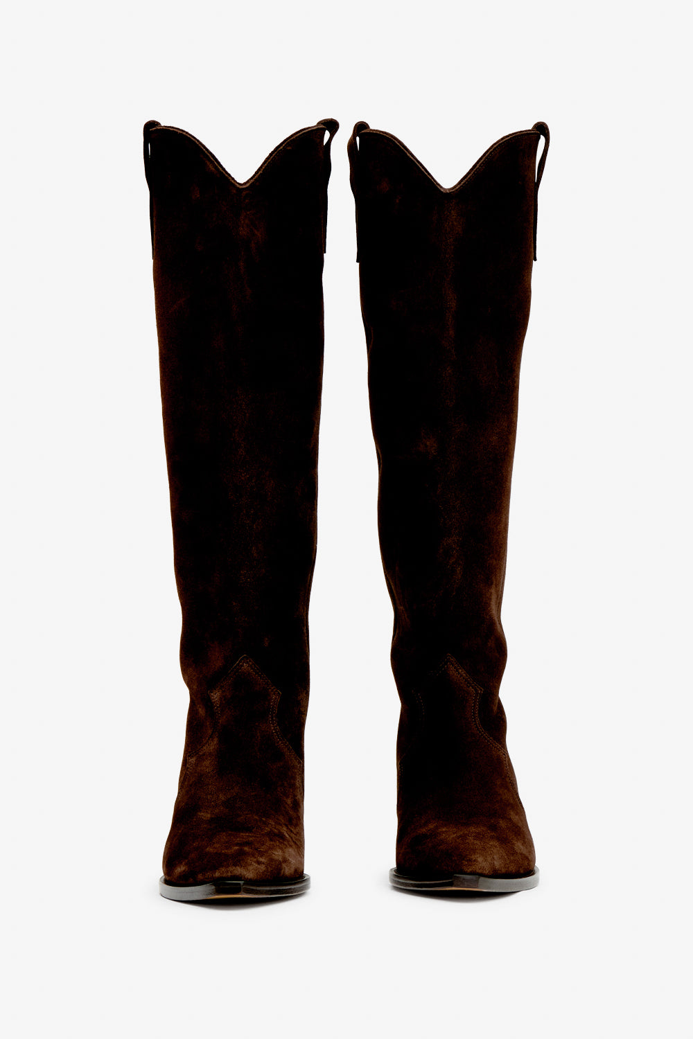 Bottes santiag denvee en cuir de veau velours  - Chocolat - Woman - 4