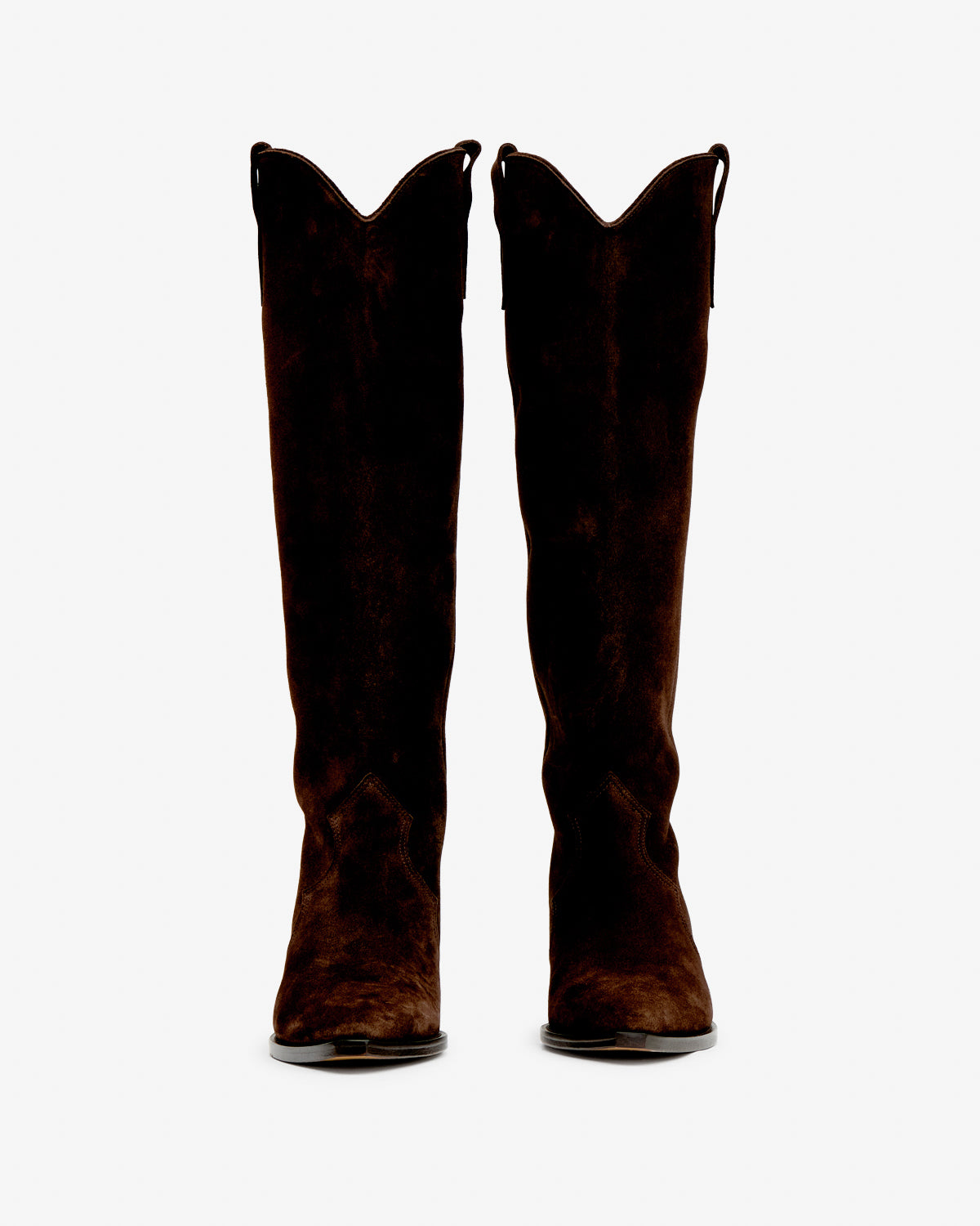 Denvee suede calfskin leather cowboy boots - Chocolate - Woman - 4