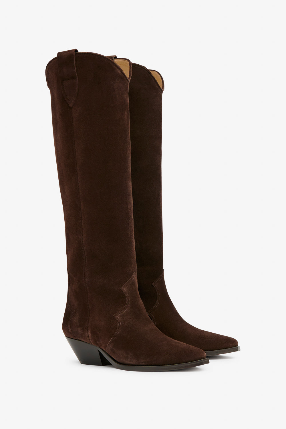 Bottes santiag denvee en cuir de veau velours  - Chocolat - Woman - 3