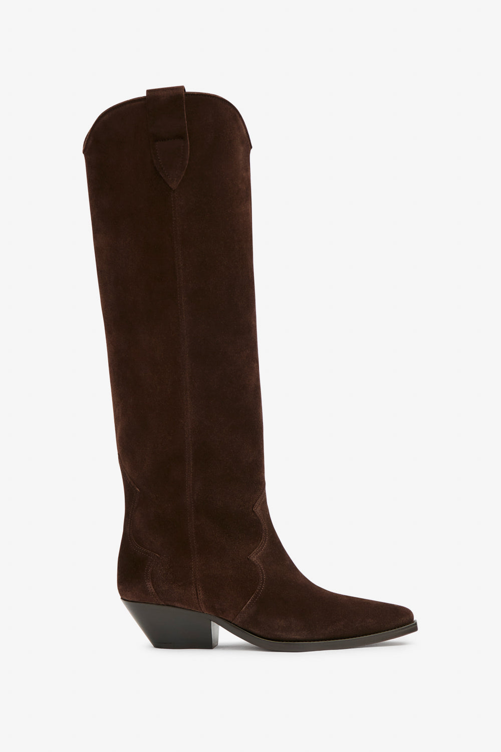 Bottes santiag denvee en cuir de veau velours  - Chocolat - Woman - 1