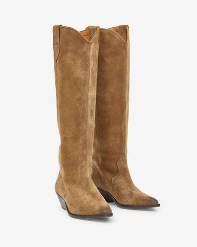 Denvee cowboy boots in suede calfskin leather - Taupe - Woman - 7