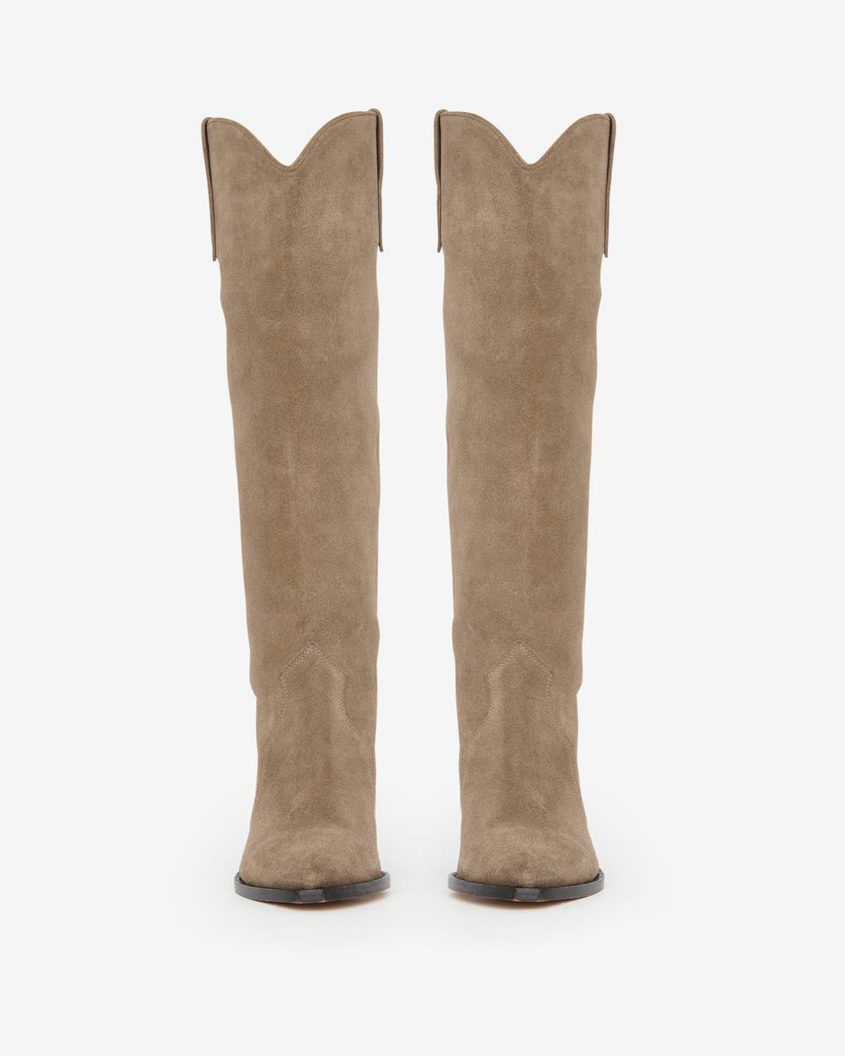 Denvee cowboy boots in suede calfskin leather - Taupe - Woman - 4