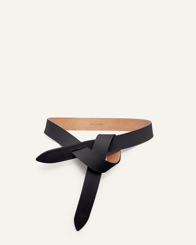 Lecce smooth leather tie belt - Black and natural - Woman - 5