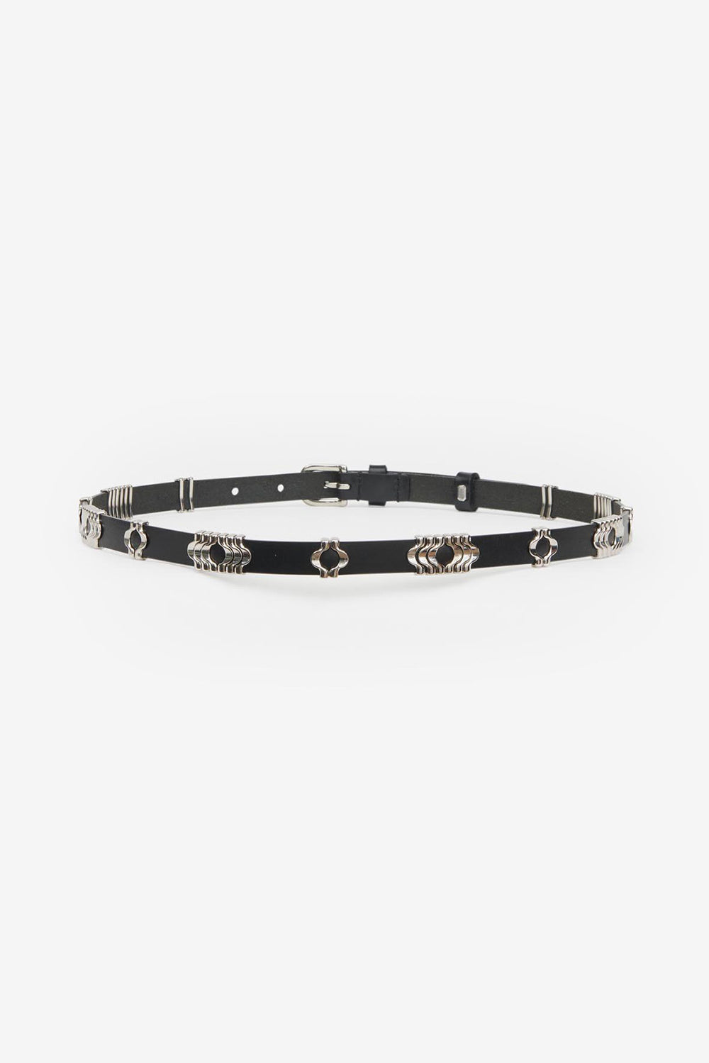 Ceinture odena en cuir de veau  - Noir et argenté - Woman - 2