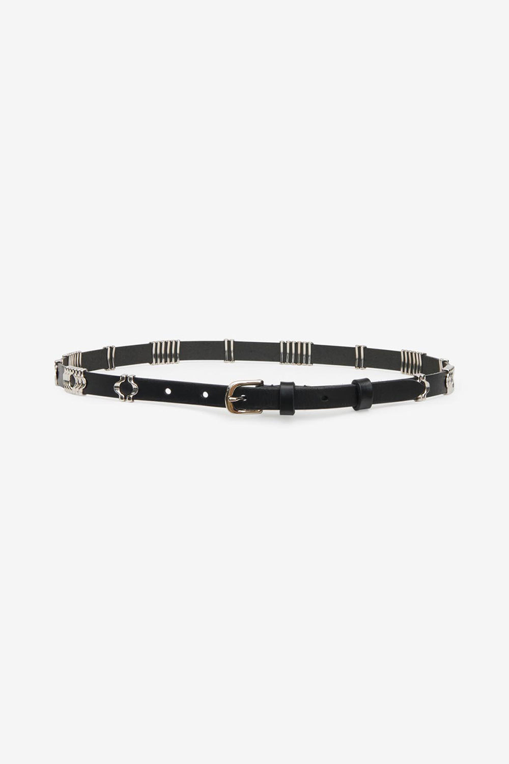 Ceinture odena en cuir de veau  - Noir et argenté - Woman - 1
