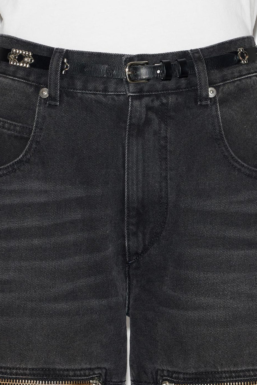 Ceinture odena en cuir de veau  - Noir et argenté - Woman - 4