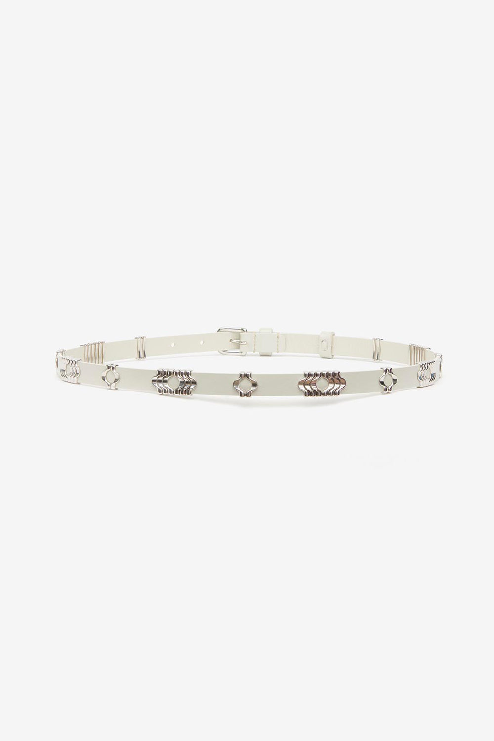 Ceinture en cuir de veau odena - Écru-argenté - Woman - 2
