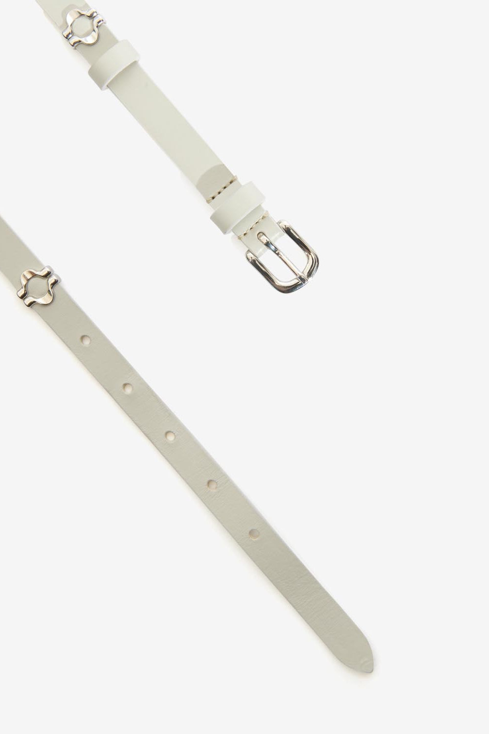 Ceinture en cuir de veau odena - Écru-argenté - Woman - 3