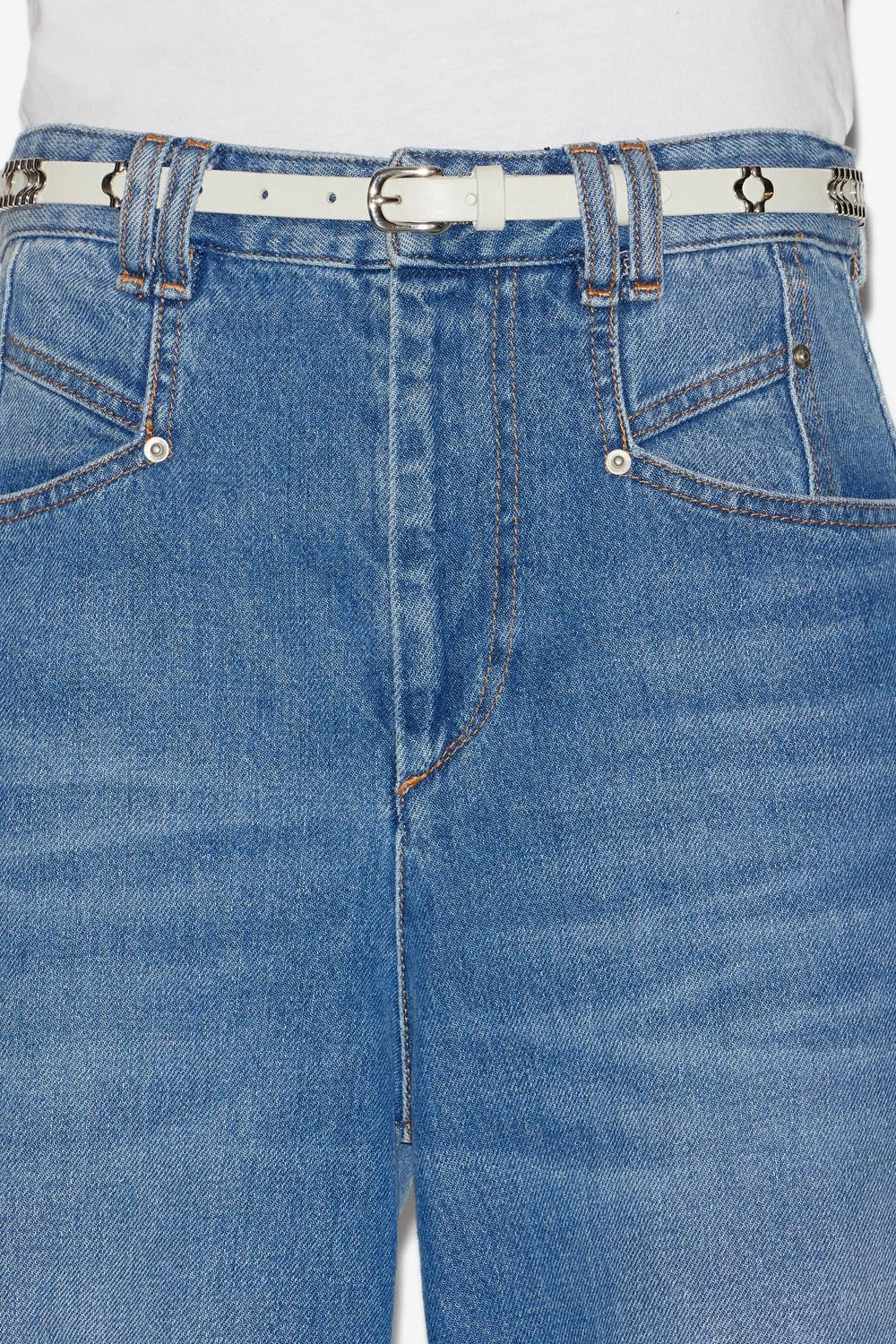 Ceinture en cuir de veau odena - Écru-argenté - Woman - 4