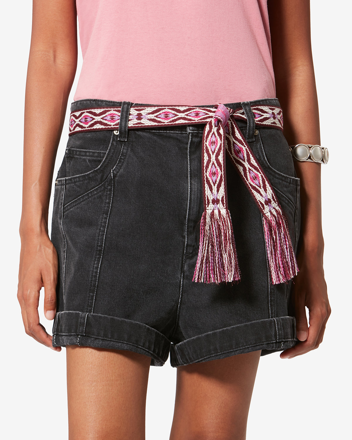 Etki グラフィックジャカード 編み込みベルト - Pink-beige - Woman - 4