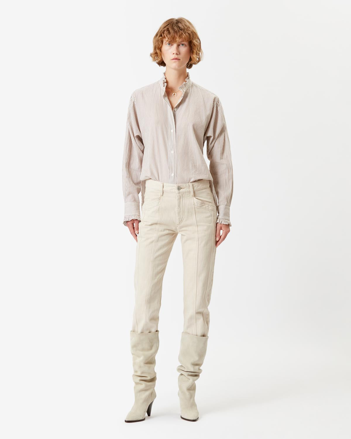 Saoli camicia a righe - Ochre - Woman - 1