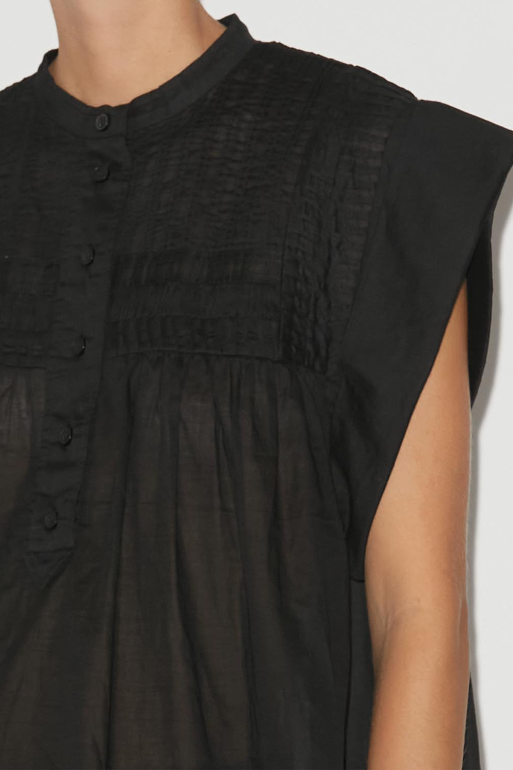 Leaza top in voile di cotone - Nero - Woman - 5